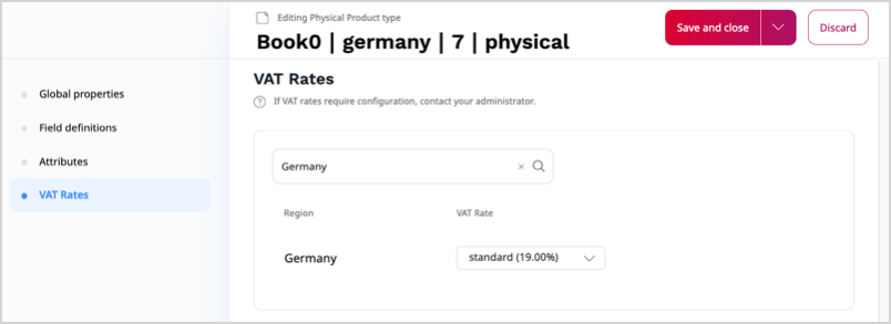 Assigning VAT rates to a product type Assigning VAT rates to a product type